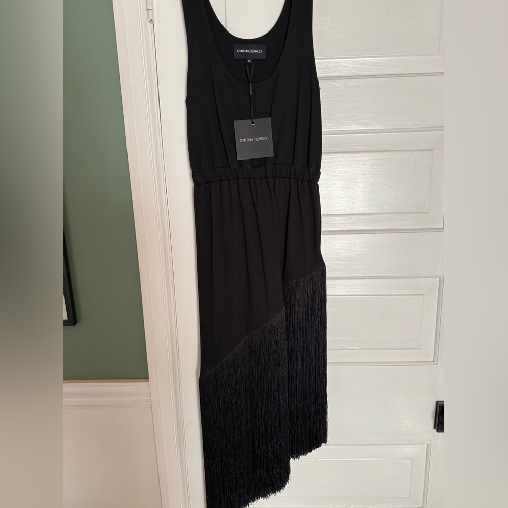 Cynthia Rowley Black Fringe Dress